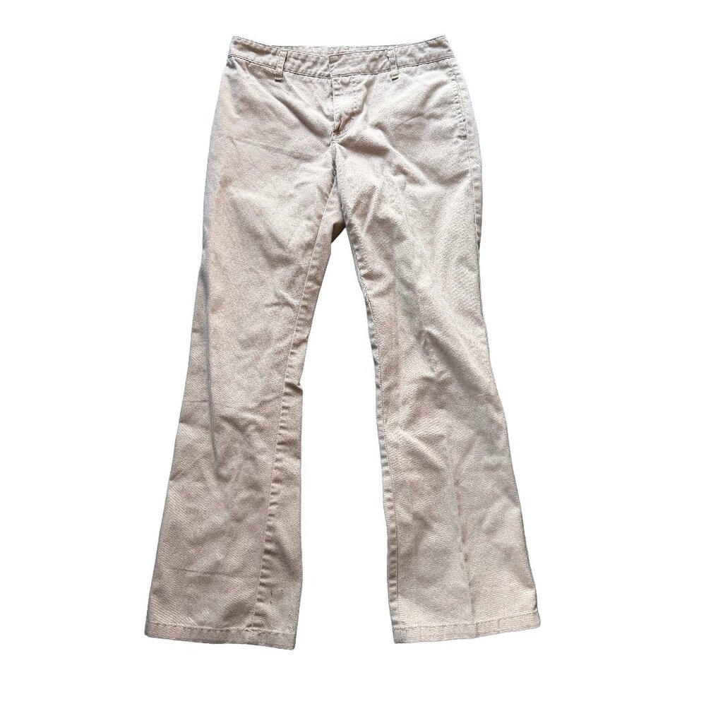 Dickies Khaki Flare Work Pants Size 5 Juniors Y2K Low Rise Vintage Style